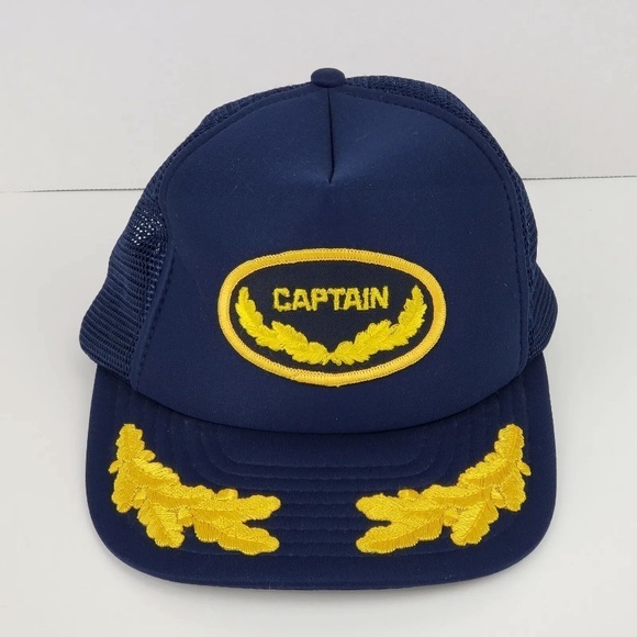 Vintage Captain Trucker Hat Snapback Mesh Scrambled Eggs - Picture 3 of 9
